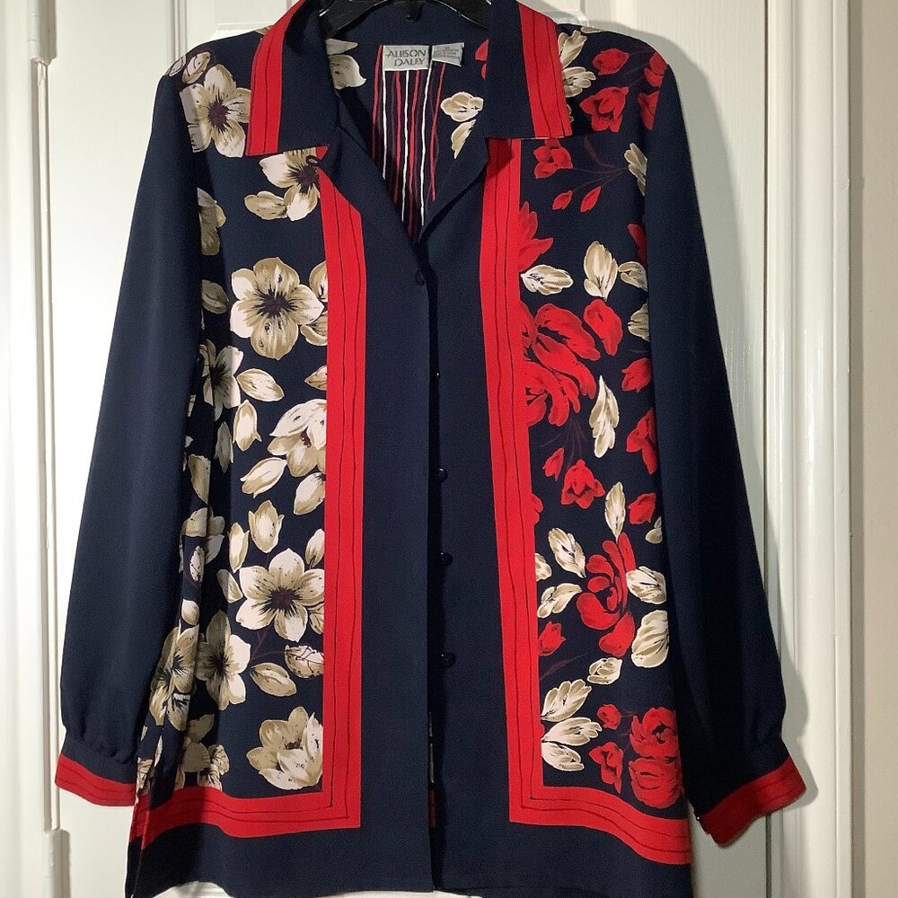 Allison Daley Womens Floral Button up Blouse